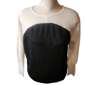 Nylon 76 White Black Mesh Knit Sweater Top Size M